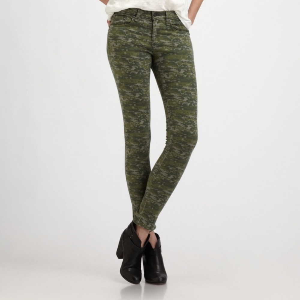 Rag & Bone Green Graphic Camo Skinny Jeans